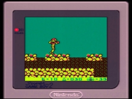 Hier word Metroid II gespeeld op de Super Game Boy.