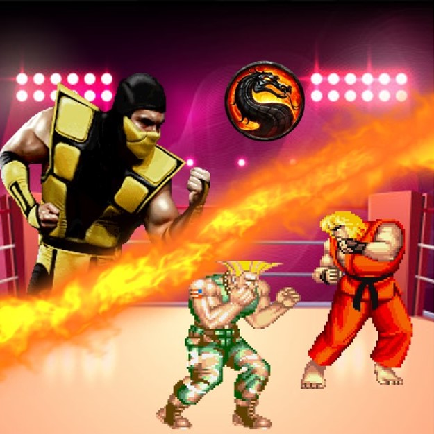 M.K. (Mortal Kombat) en S.F. (Street Fighter) op de Super Nintendo